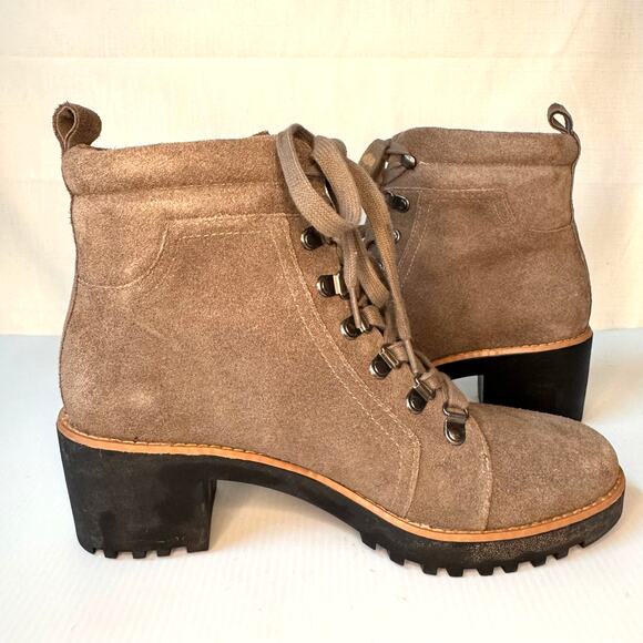 CASLON Jadey Suede Boots Women's 8 Lace Up Taupe Gray Hiking Gorpcore Nordstrom - Picture 7 of 13